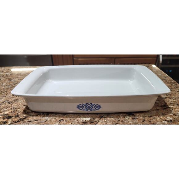Corning Ware Baking Dish 12"x 7 1/2" x 2" Blue Medallion Macrame P-332 Shell Oil - Picture 7 of 10